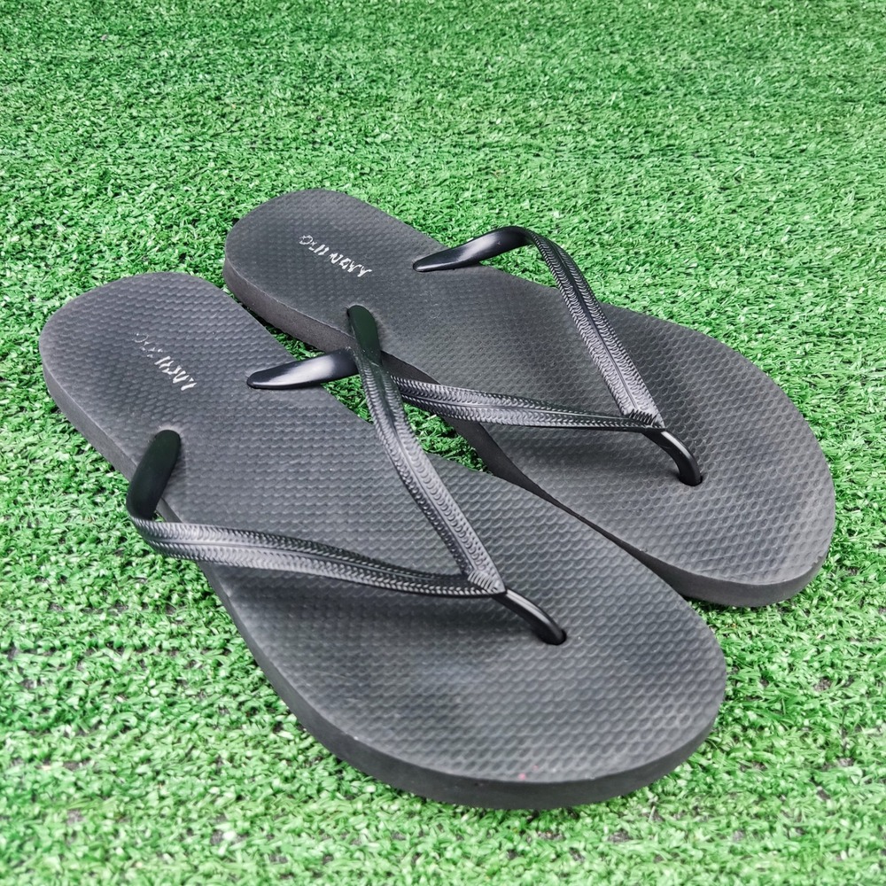 Old Navy Flip Flop Sandals Womens 8 Black Classic Thong Summer Beach Casual